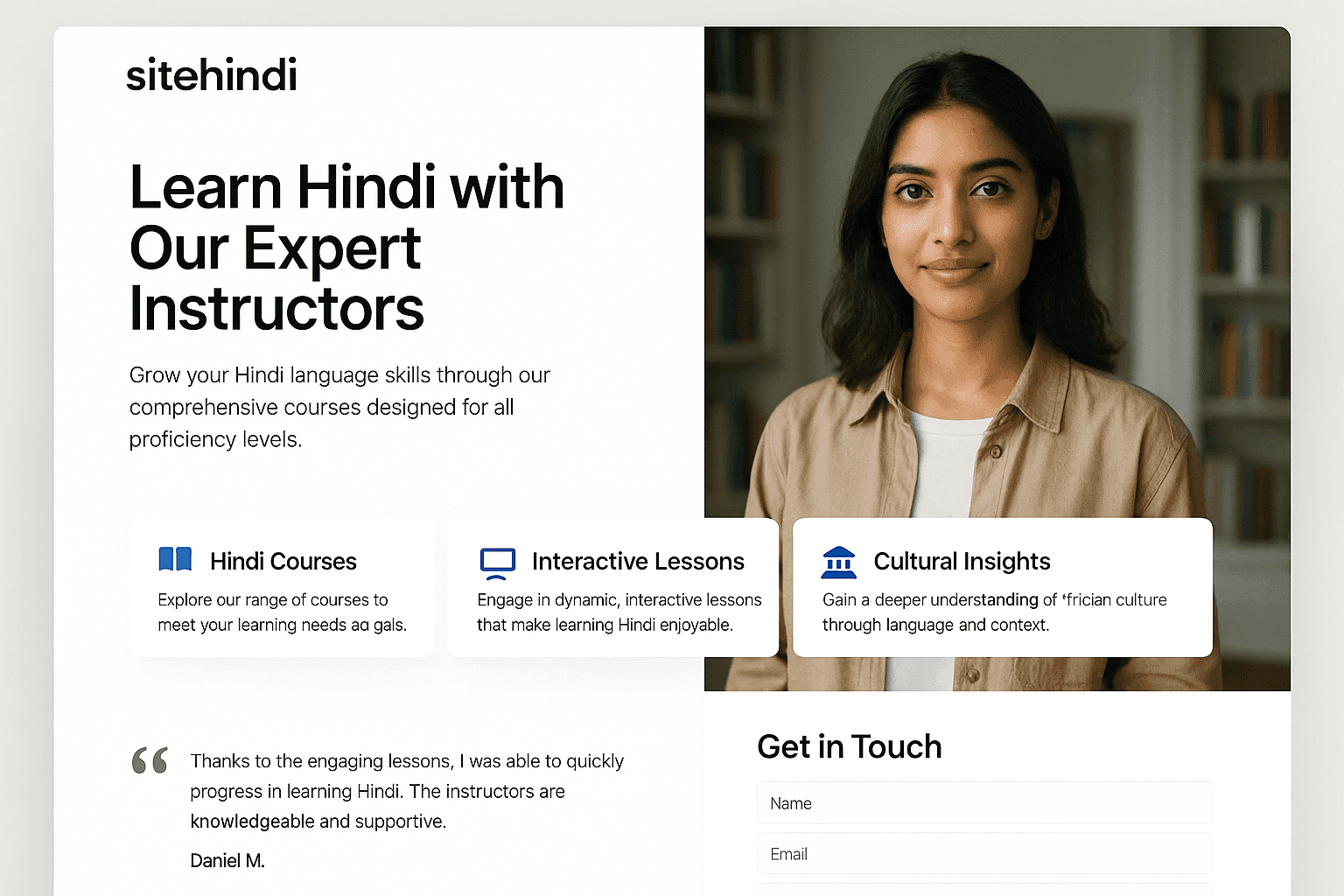 sitehindi.com website mockup